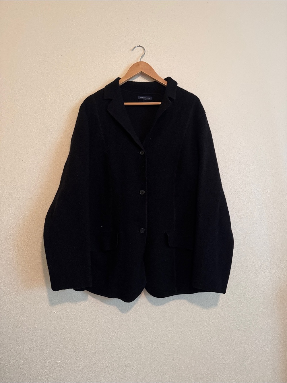 Lands' End Black Women's Wool Jacket size XL